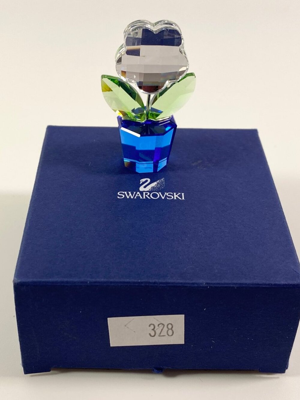 Swarovski Crystal 9460 000 121 Happy Flower 296598 Clear In Blue Pot In Box